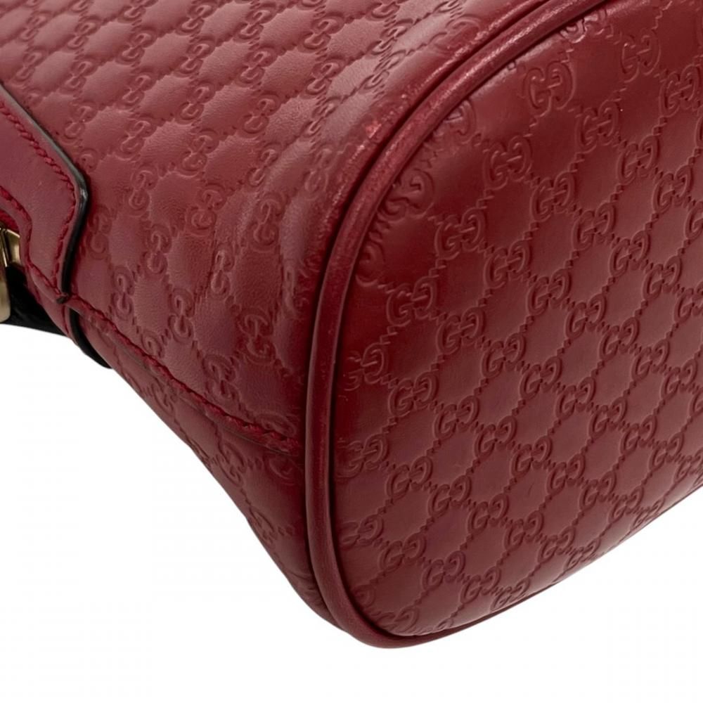Gucci Shoulder Bag Micro Guccissima Dome Leather Red Gold — view 8