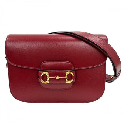 Gucci Shoulder Bag Horsebit 1955 Leather Red Gold