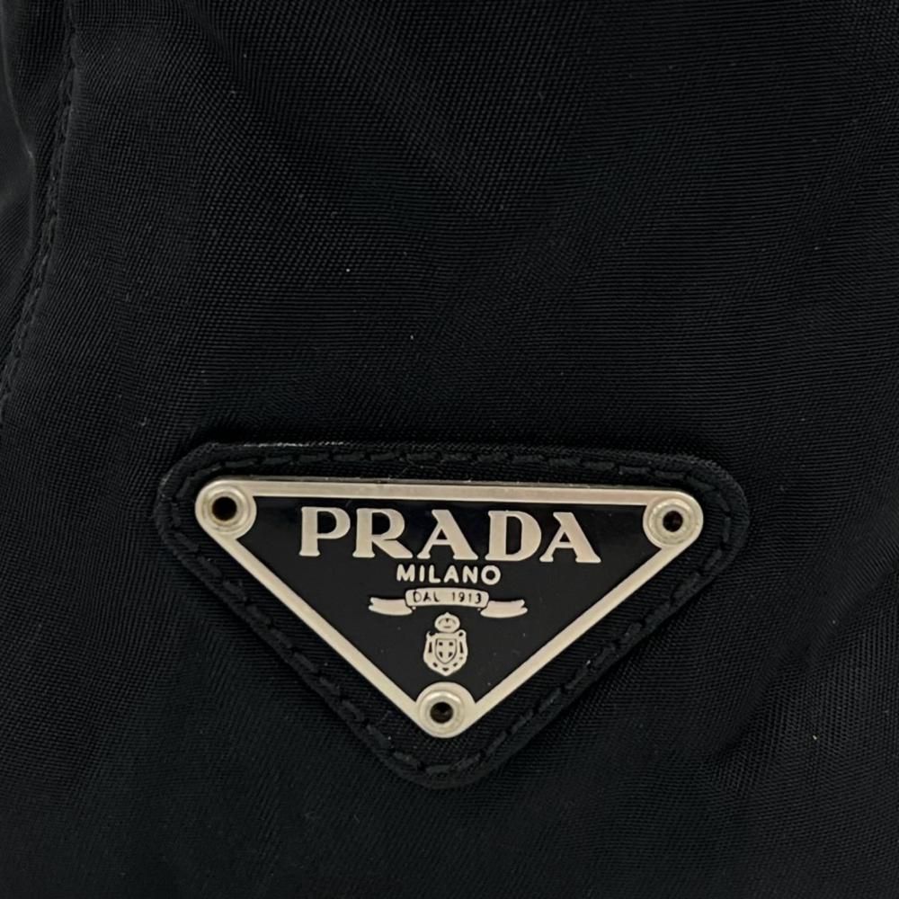 Prada Tote Bag Tessuto Triangle Logo Nylon Black Silver — view 6
