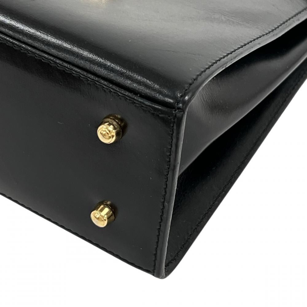 Gucci Handbag Lock Top Handle Box Calf Black Gold — view 8