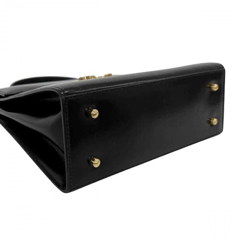 Gucci Handbag Lock Top Handle Box Calf Black Gold — view 3