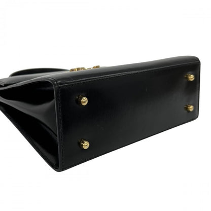 Gucci Handbag Lock Top Handle Box Calf Black Gold — view 3