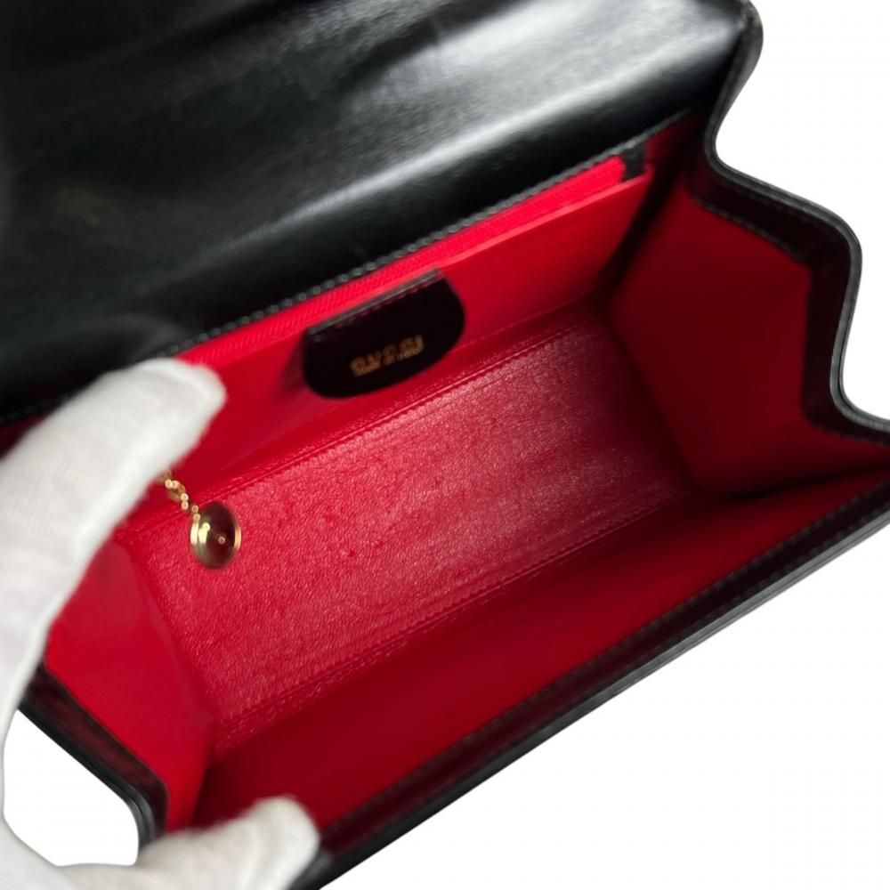 Gucci Handbag Lock Top Handle Box Calf Black Gold — view 4