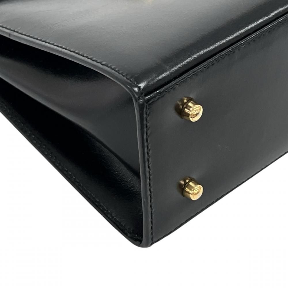 Gucci Handbag Lock Top Handle Box Calf Black Gold — view 7