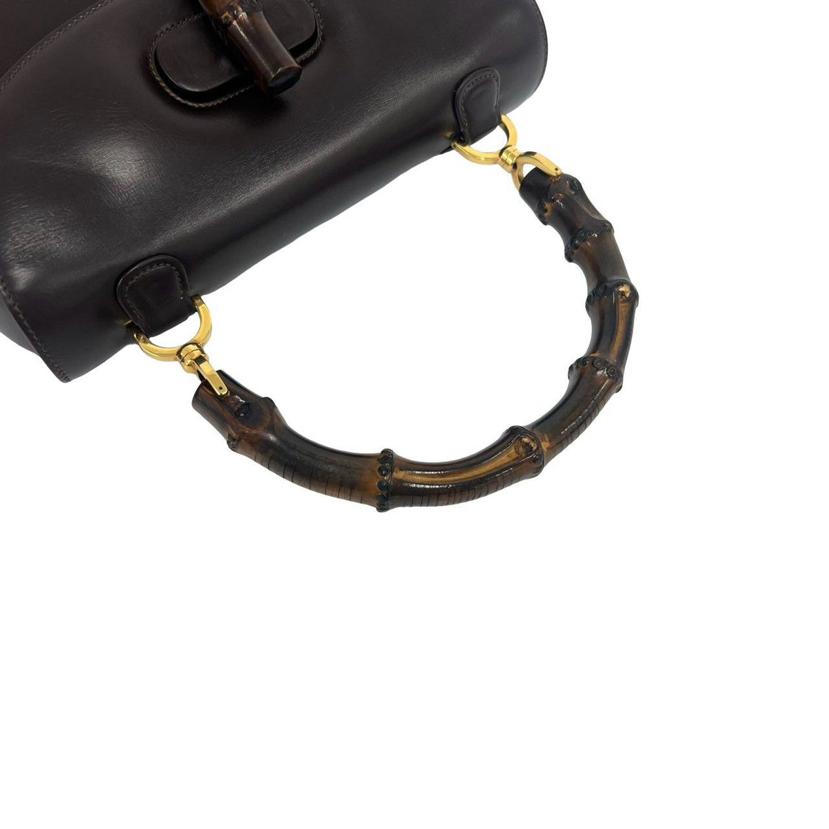 Gucci Vintage Bamboo Leather Handbag Mini Tote Brown — view 4