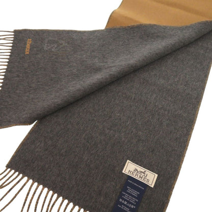Hermes H Puzzle Cashmere Brown Gray Scarf — view 4