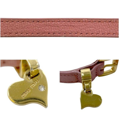 Miu Miu Bracelet Heart Leather Pink Logo Charm — view 6