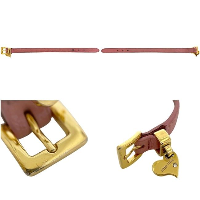 Miu Miu Bracelet Heart Leather Pink Logo Charm — view 3