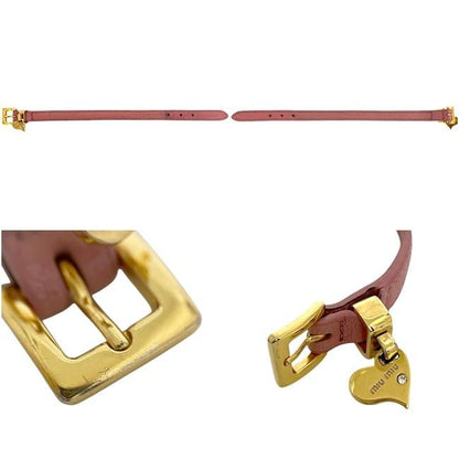 Miu Miu Bracelet Heart Leather Pink Logo Charm — view 3