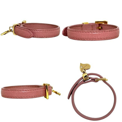 Miu Miu Bracelet Heart Leather Pink Logo Charm — view 2