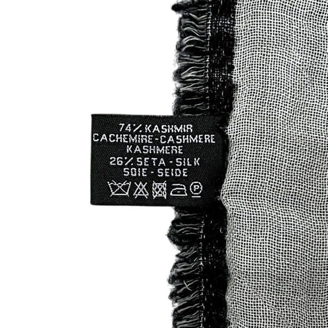 Chanel Shawl Reversible Logo Cashmere Silk Black Scarf — view 5