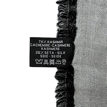 Chanel Shawl Reversible Logo Cashmere Silk Black Scarf — view 5