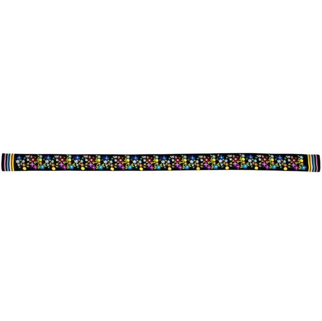 Louis Vuitton Ribbon Scarf Bandeau Multi Flower Silk Noir Black — view 2