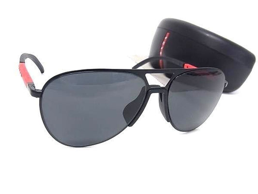 Prada Sunglasses Sports Linea Rossa Black Lens Clear Metal Resin Aviator Eyewear