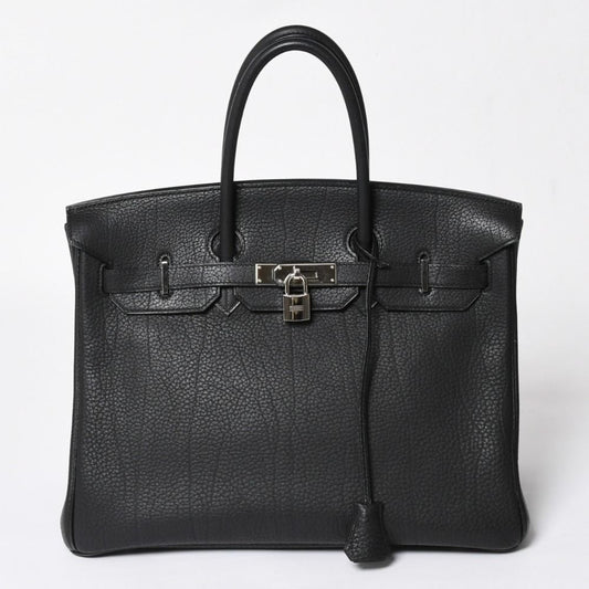 Hermes Birkin 35 Fjord Black Silver Handbag