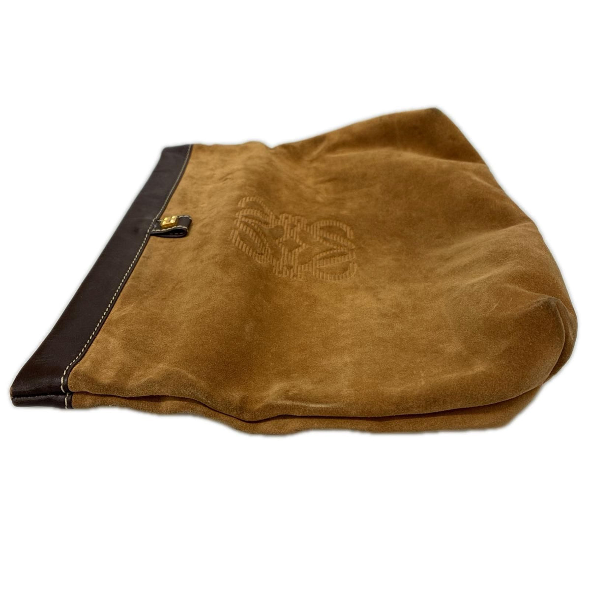 Loewe Clutch Embossed Anagram Suede Leather Vintage Brown — view 3