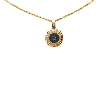 Dior Logo Necklace Gold Black Plated