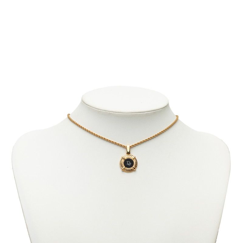 Dior Logo Necklace Gold Black Plated — view 6