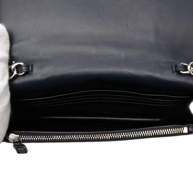 Saint Laurent YSL Logo Kate Chain Shoulder Bag Navy Silver Velour Rhinestone — view 4