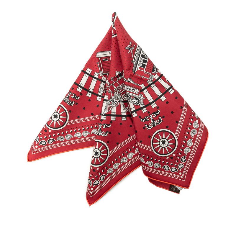 Hermes Carre 55 All Aboard Scarf Wine Red White Black Silk — view 2