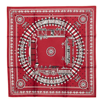 Hermes Carre 55 All Aboard Scarf Wine Red White Black Silk