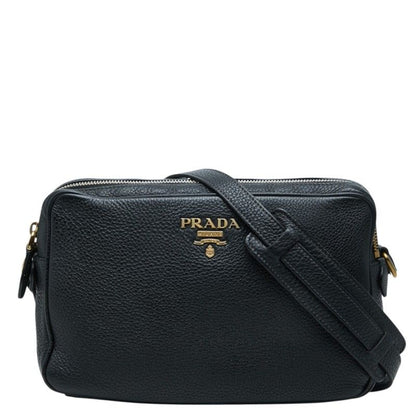 Prada Logo Crossbody Shoulder Bag Black Leather