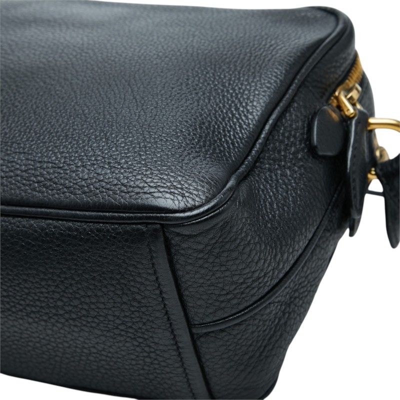 Prada Logo Crossbody Shoulder Bag Black Leather — view 6
