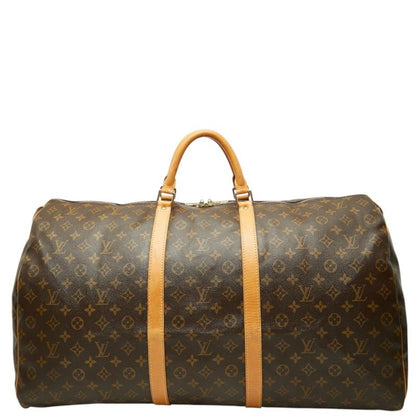 Louis Vuitton Monogram Keepall 60 Boston Bag Brown Leather