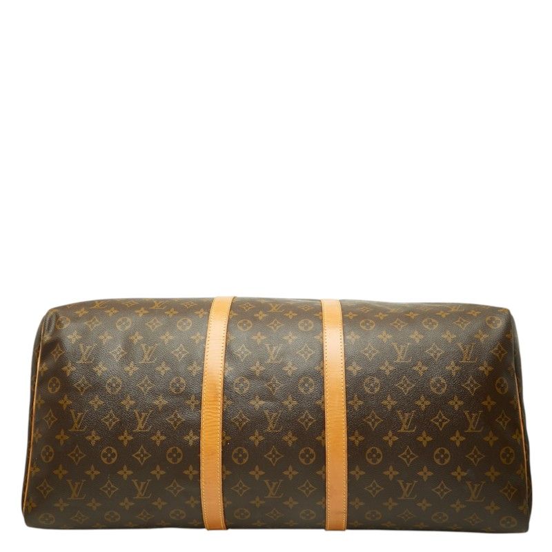 Louis Vuitton Monogram Keepall 60 Boston Bag Brown Leather — view 3