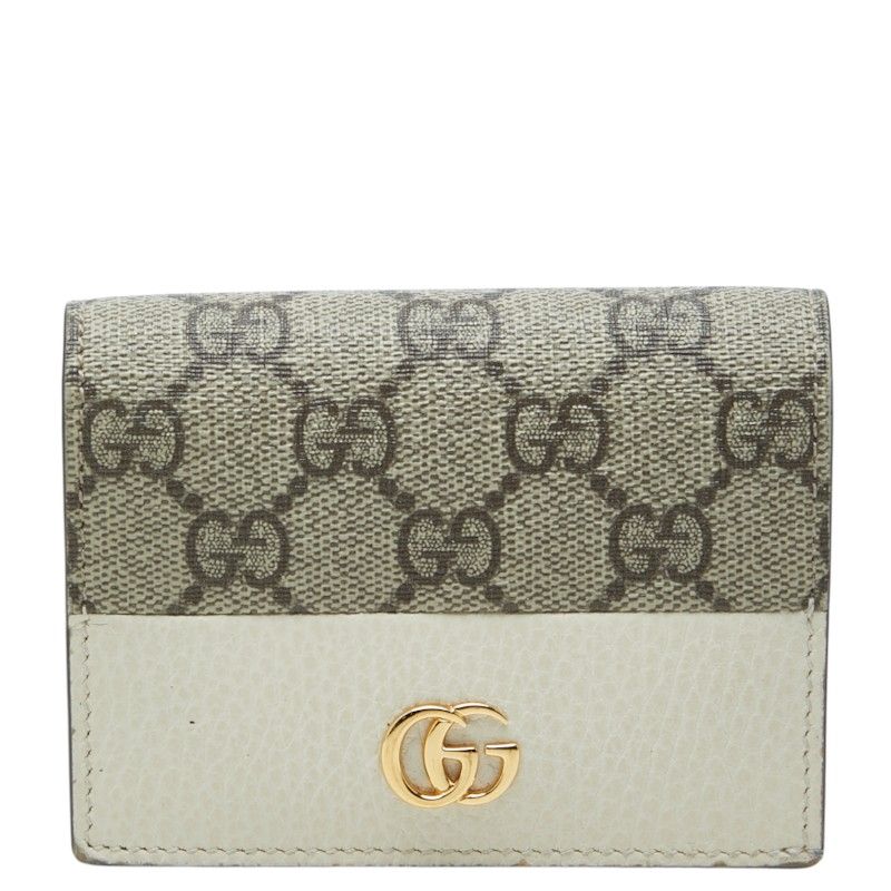 Gucci GG Supreme Bifold Wallet Beige White Leather