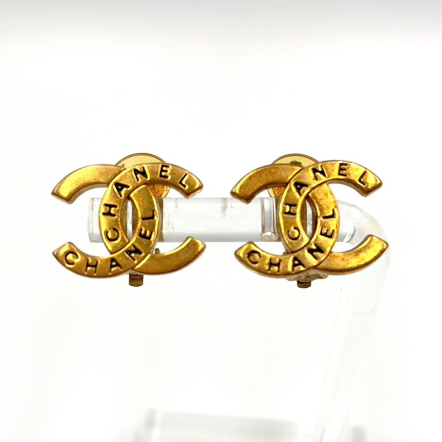Chanel Logo CC Gold Plated Earrings