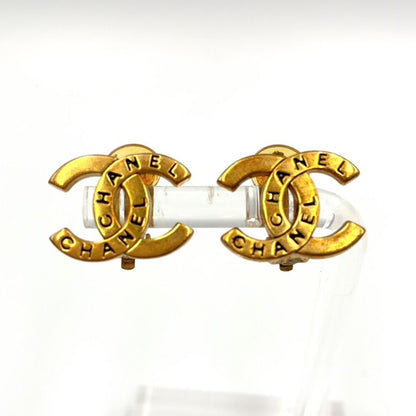 Chanel Logo CC Gold Plated Earrings