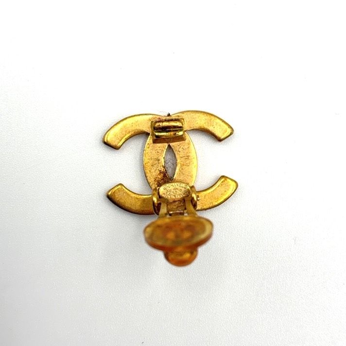 Chanel Logo CC Gold Plated Earrings — view 3