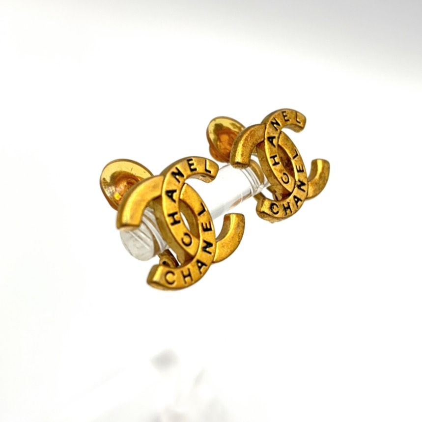 Chanel Logo CC Gold Plated Earrings — view 2
