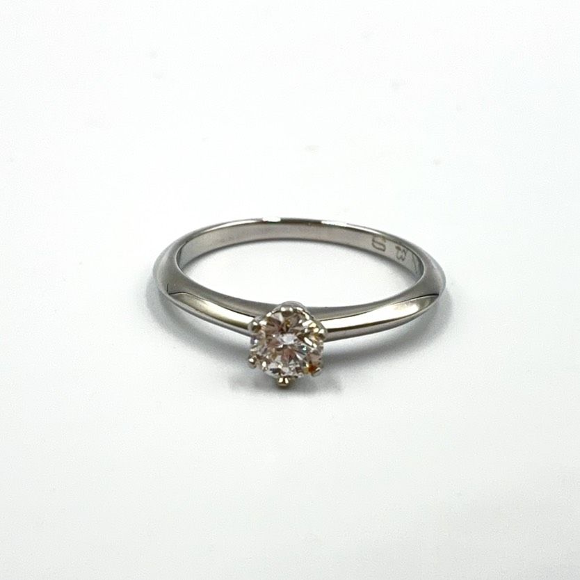 Tiffany & Co Solitaire Diamond Clear Silver Ring