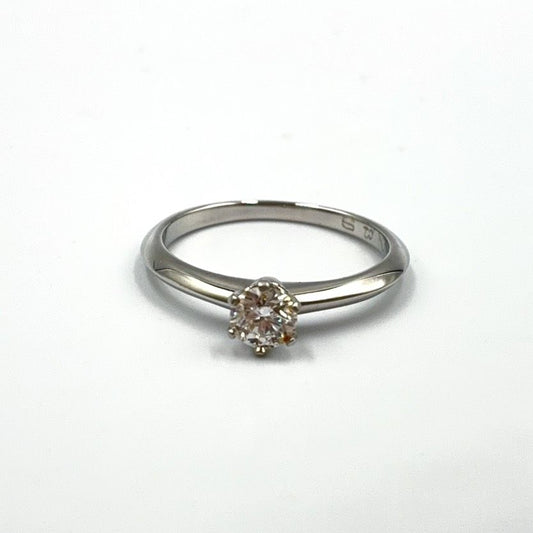 Tiffany & Co Solitaire Diamond Clear Silver Ring