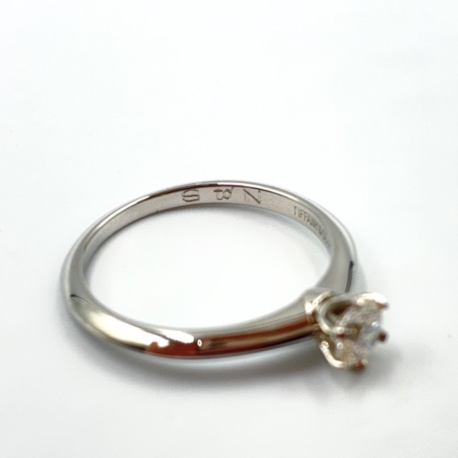 Tiffany & Co Solitaire Diamond Clear Silver Ring — view 3