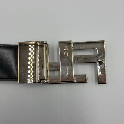 Fendi FF Logo Leather Black Belt Silver — view 5