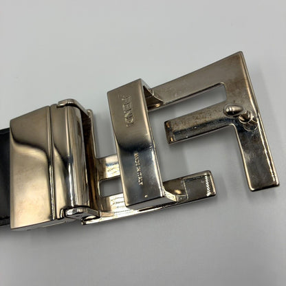 Fendi FF Logo Leather Black Belt Silver — view 3