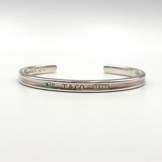 Tiffany & Co 1837 Cuff Silver Narrow Bangle Bracelet