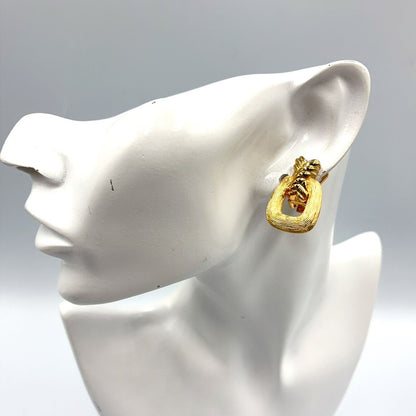 Dior Twist Door Knocker Shape Gold Plated Earrings — view 7
