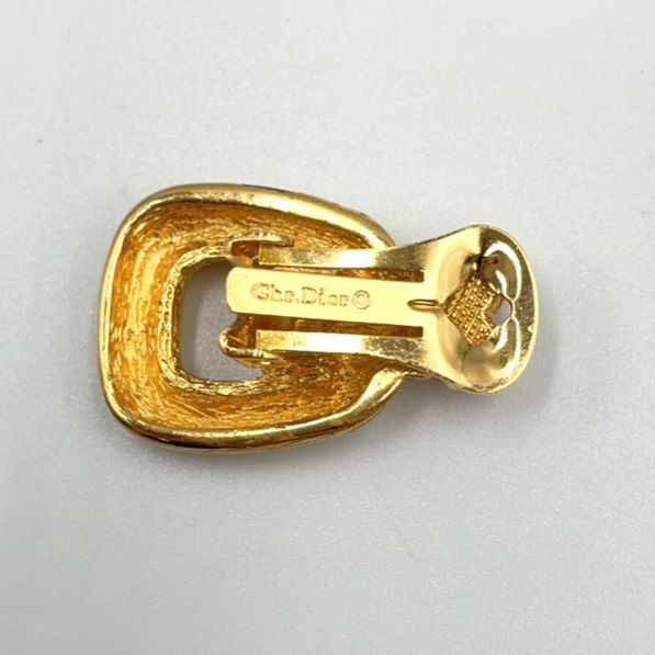 Dior Twist Door Knocker Shape Gold Plated Earrings — view 3