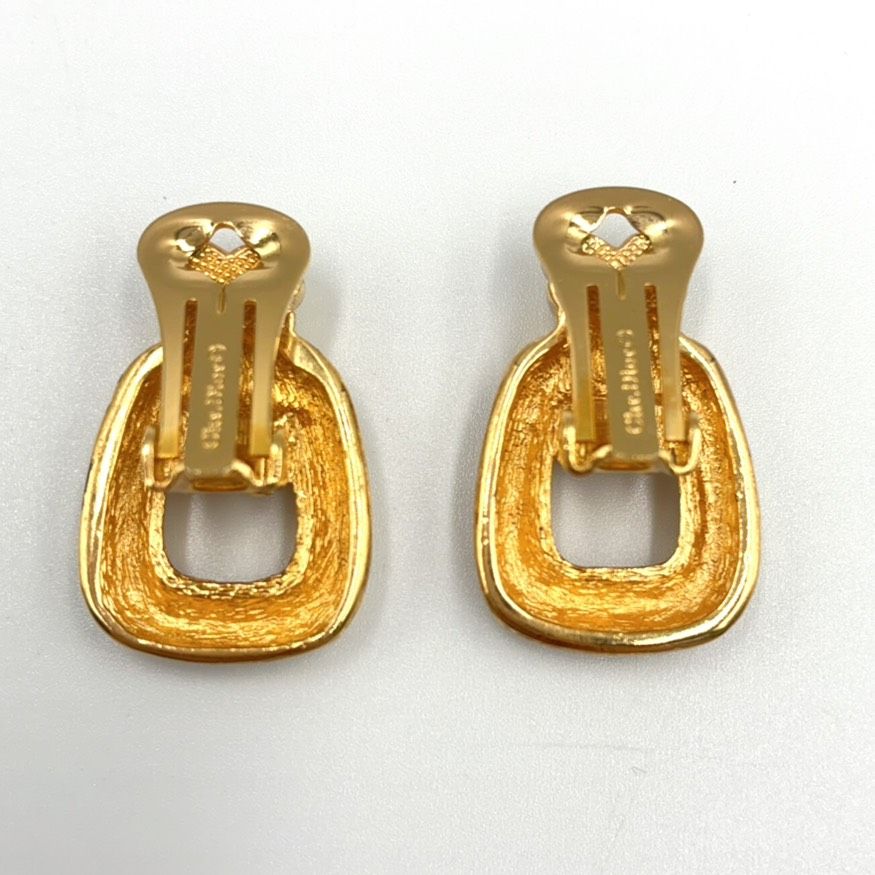 Dior Twist Door Knocker Shape Gold Plated Earrings — view 5