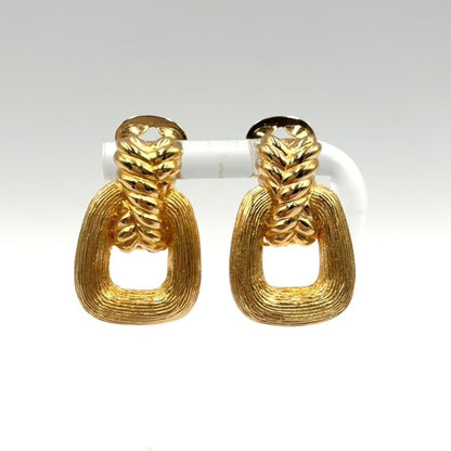 Dior Twist Door Knocker Shape Gold Plated Earrings