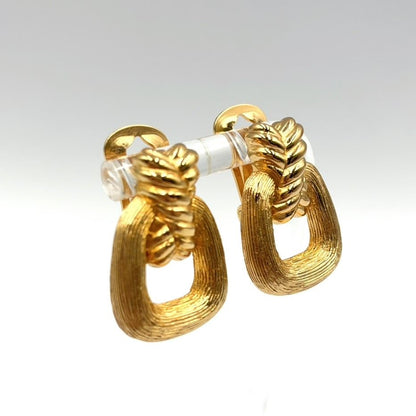Dior Twist Door Knocker Shape Gold Plated Earrings — view 2