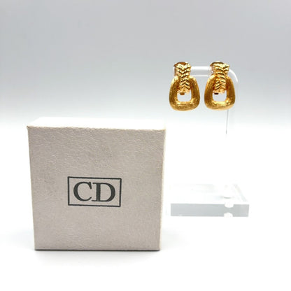 Dior Twist Door Knocker Shape Gold Plated Earrings — view 8