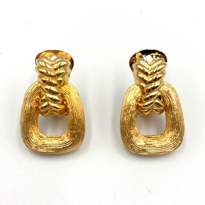 Dior Twist Door Knocker Shape Gold Plated Earrings — view 4