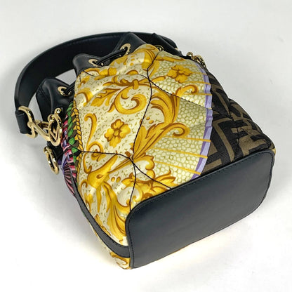 Fendi Handbag Montresor Mini Fendace Drawstring Fabric Black Multicolor — view 2