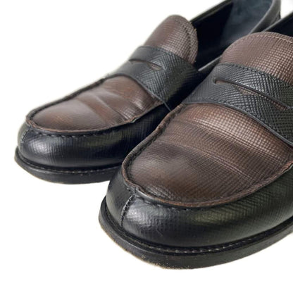 Prada Bicolor Coin Loafers Shoes Leather Brown Black — view 4