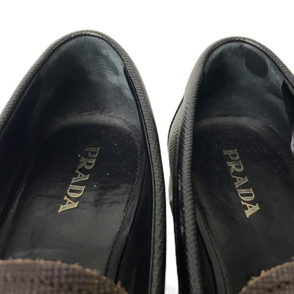 Prada Bicolor Coin Loafers Shoes Leather Brown Black — view 6